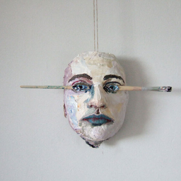 Painter - 2007 - olieverf, gips, kwast, touw - 30x25x10 cm   
